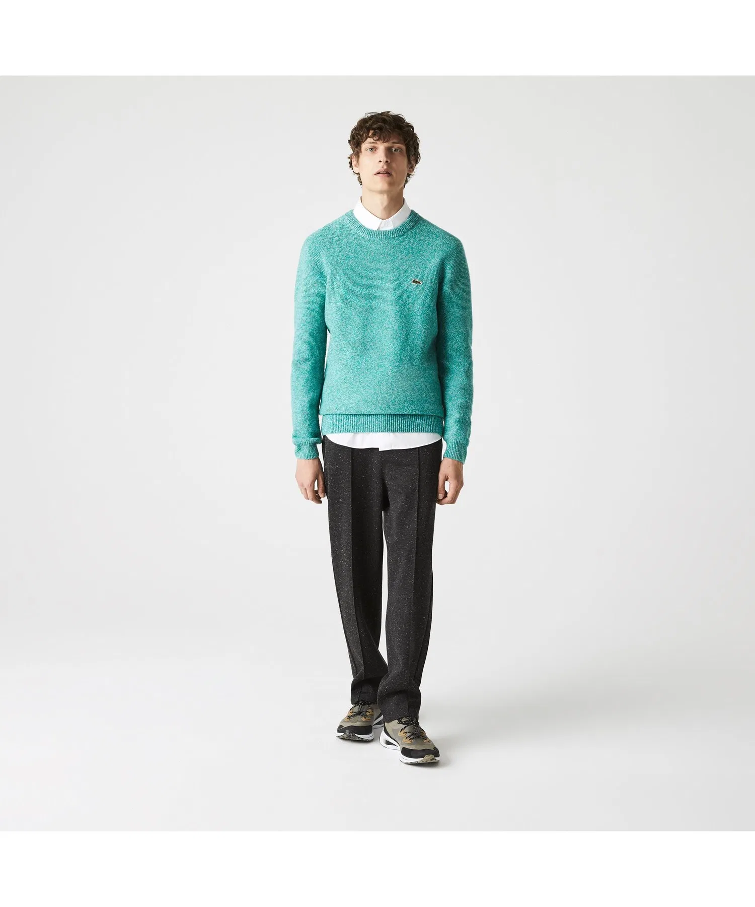 Мужские брюки LACOSTE Tapered из смесового твида чёрные