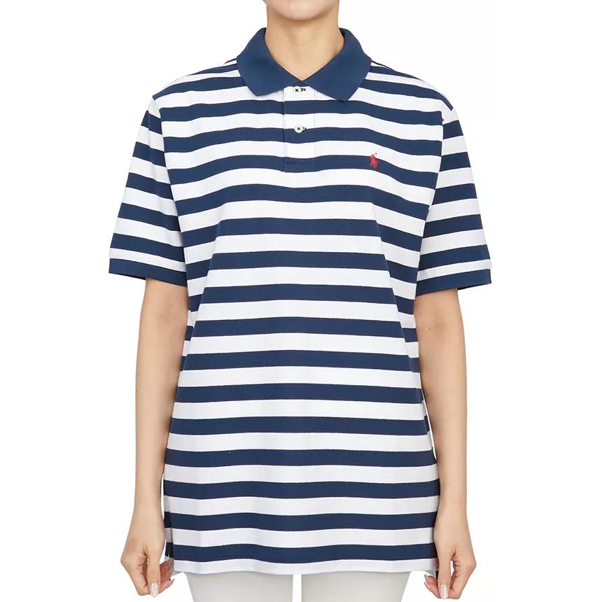 Polo Ralph Lauren Детская одежда, поло с вышитым логотипом в полоску, воротник поло, пуловер с коротким рукавом, синий, детский — фото 3