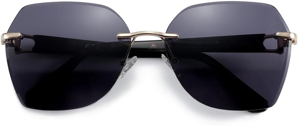 

Солнцезащитные очки без оправы большого размера с антибликовым покрытием, градиентным металлическим рисунком в виде бабочки, защита от ультрафиолета UV400 JWMSXYQR, Grey