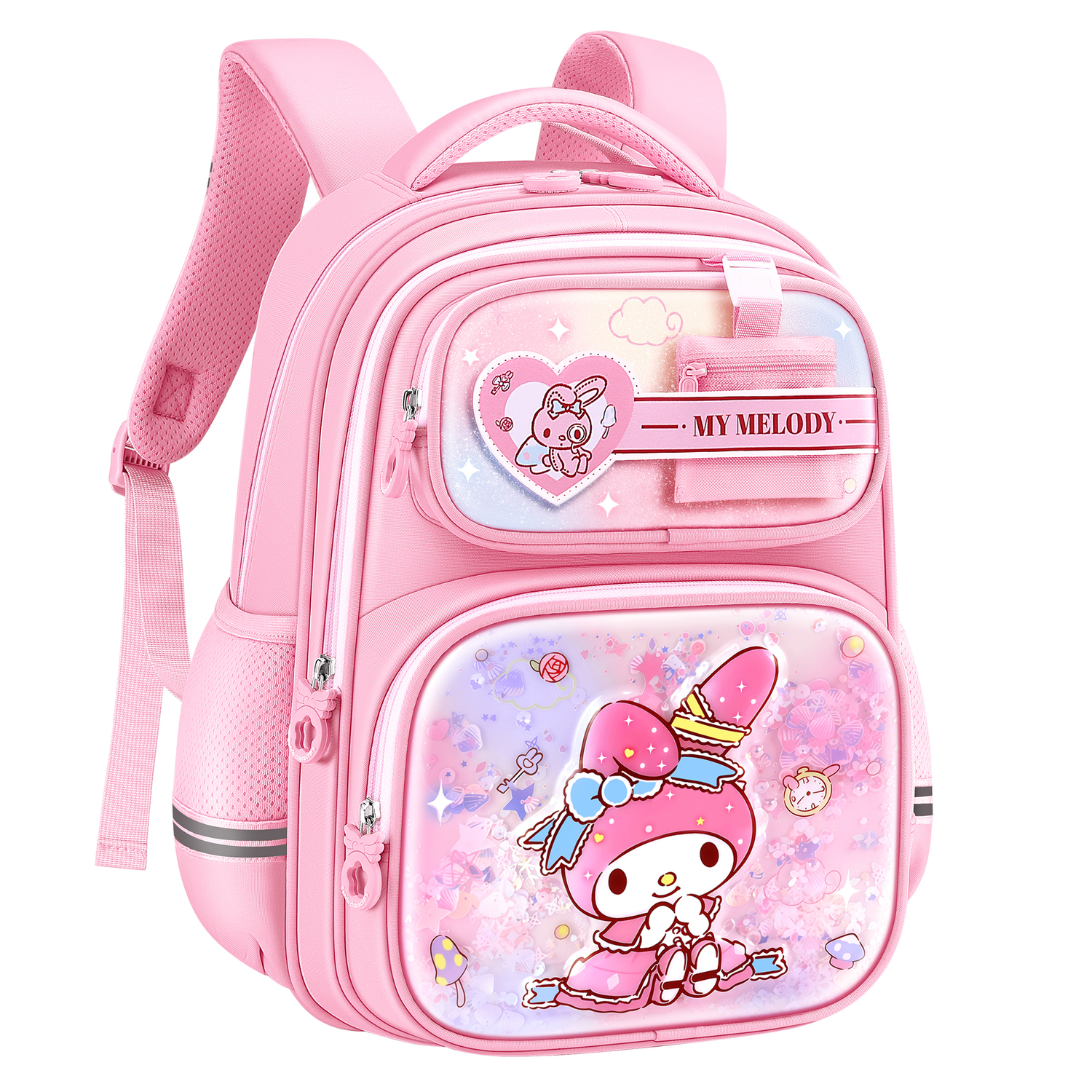 

Sanrio Куроами Мелоди Синнаморолл Полиэстеровый студенческий рюкзак Женский фиолетово-розовый, [Lightweight Lightweight]My Melody with Buckle, Pink