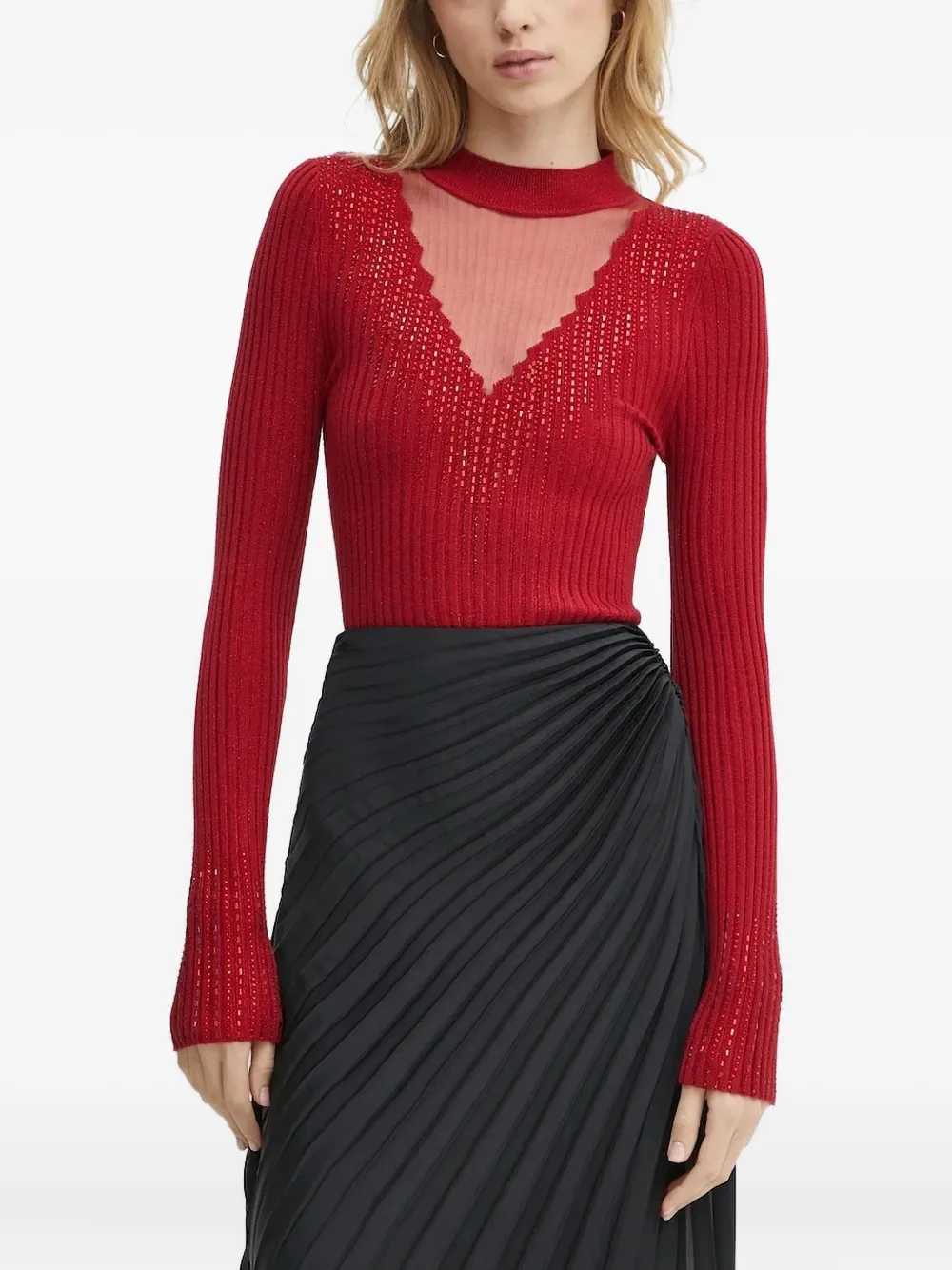 

Ребристый джемпер, украшенный кристаллами GUESS USA, красный