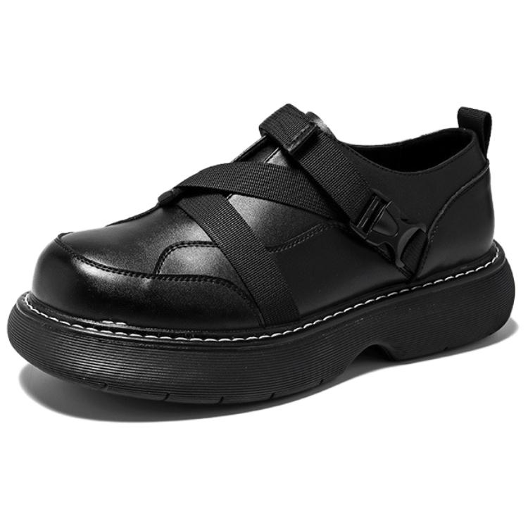 WEISHIBANGWEI Повседневные кожаные туфли мужские черные с потайным клином, цвет Black Hidden Wedge — фото 2