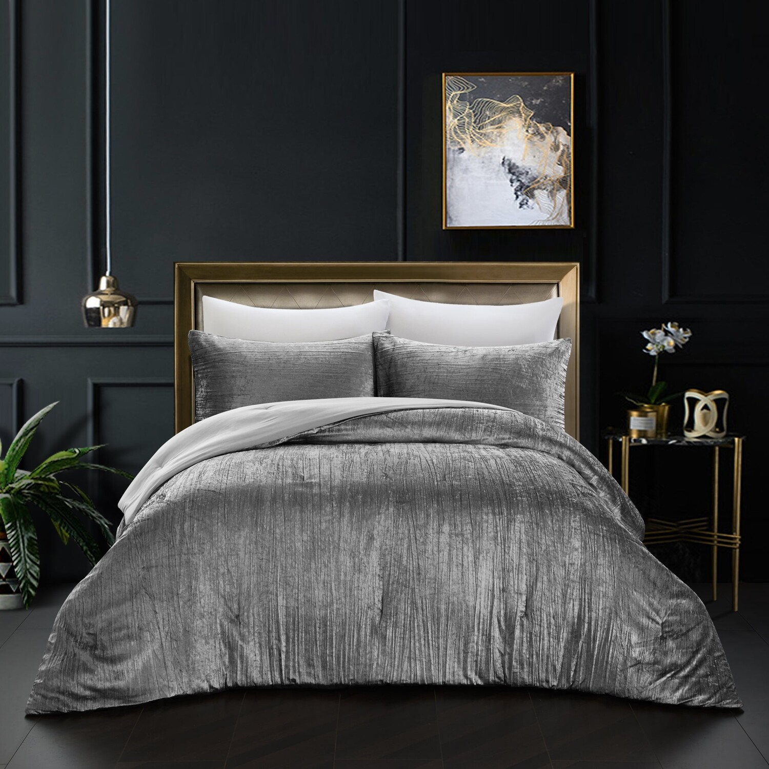 

Комплект бархатного одеяла Grace Living Tillie с подушками и одеялом, цвет Dark Grey