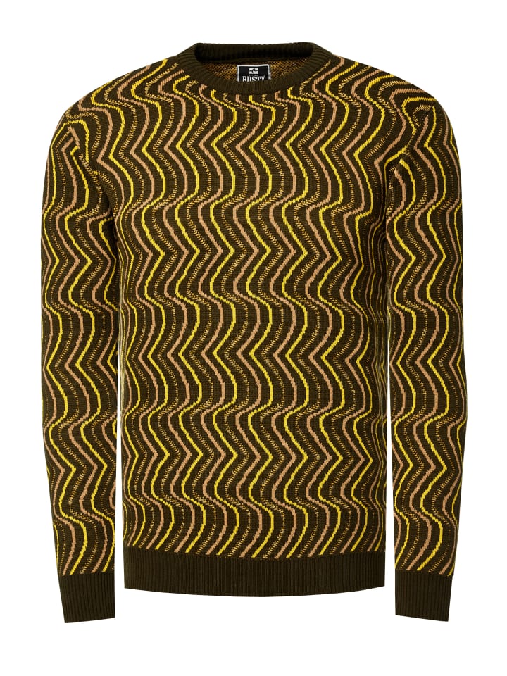 

Тонкий вязаный свитер с круглым вырезом в стиле 80-х годов цвета хаки Rusty Neal