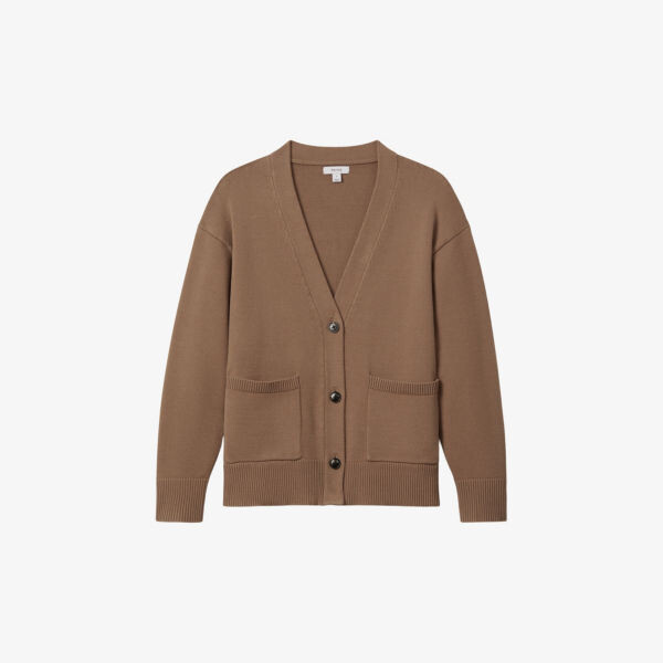 

Вязаный кардиган harper с накладными карманами Reiss, цвет mink