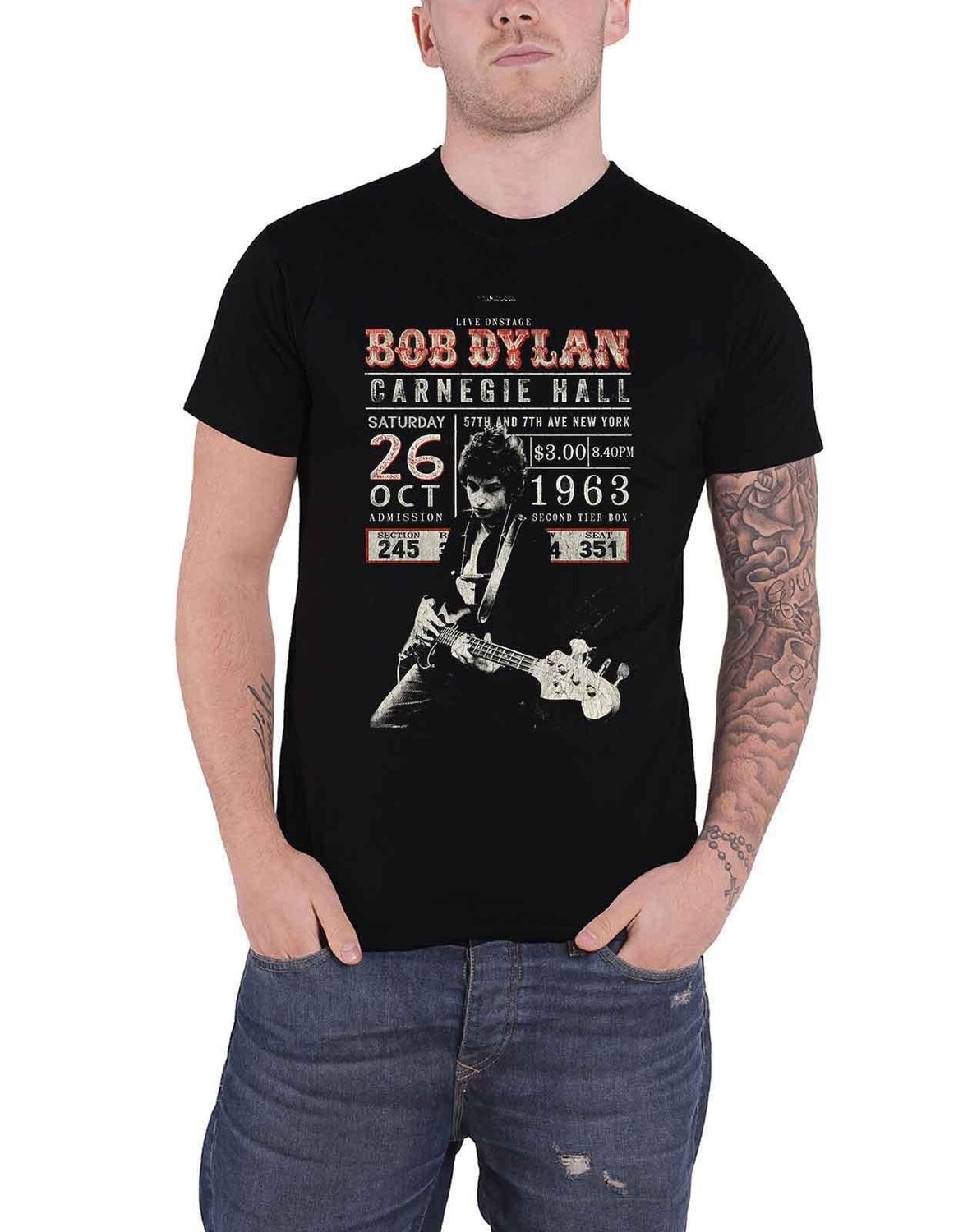 

Эко-футболка с плакатом Карнеги-холла 1963 года Bob Dylan, черный
