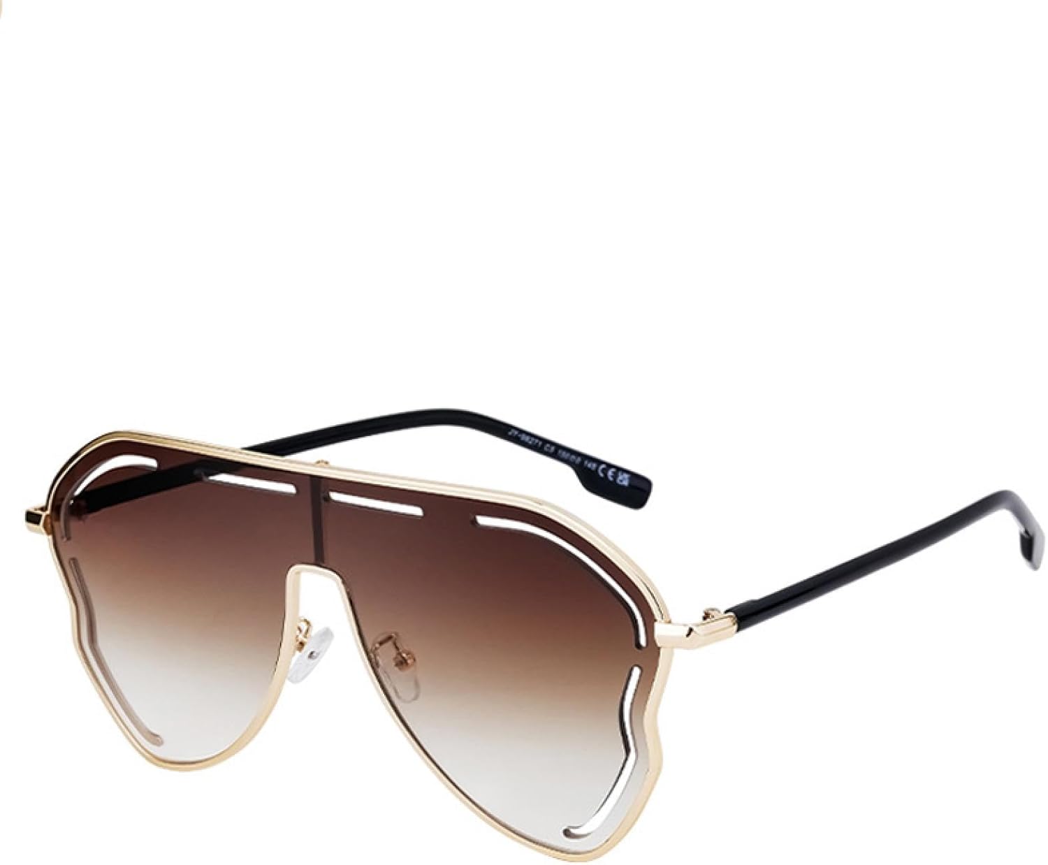 

Большие солнцезащитные очки-щиток в стиле панк для женщин, роскошные, с металлическим корпусом, в большой оправе, с защитой от УФ-излучения UV400 TOIPASTN, C5goldbrowngray