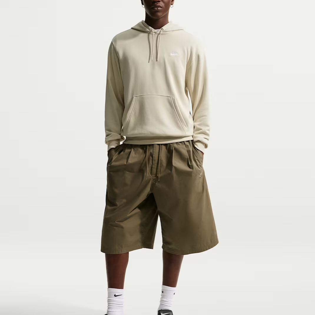 Nike Толстовка Club мужская с капюшоном, цвет Light Khaki/Light Khaki/White — фото 2