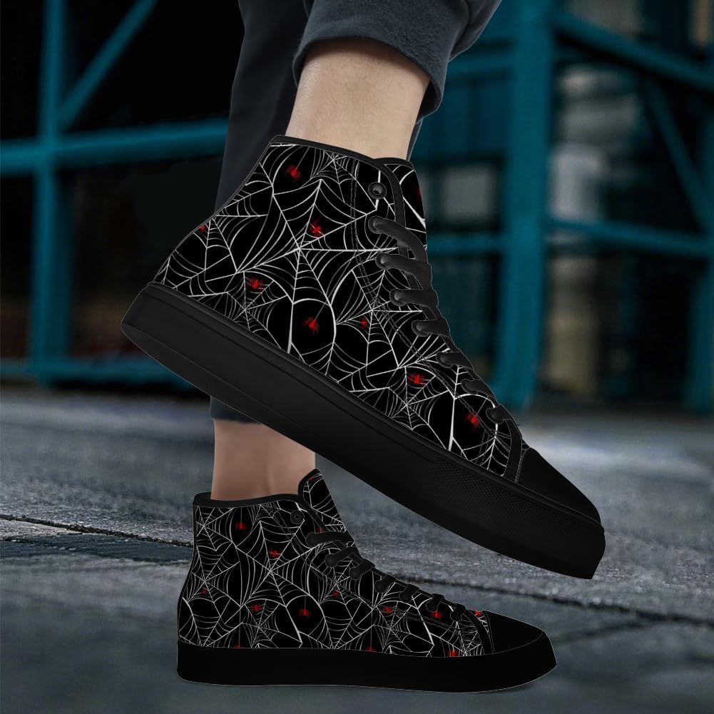 Кеды на высокой платформе chebing Spider Web из холщовой ткани для мужчин и женщин, высокие кроссовки на шнуровке, повседневная обувь, подарок для парня или девушки, красный — фото 2