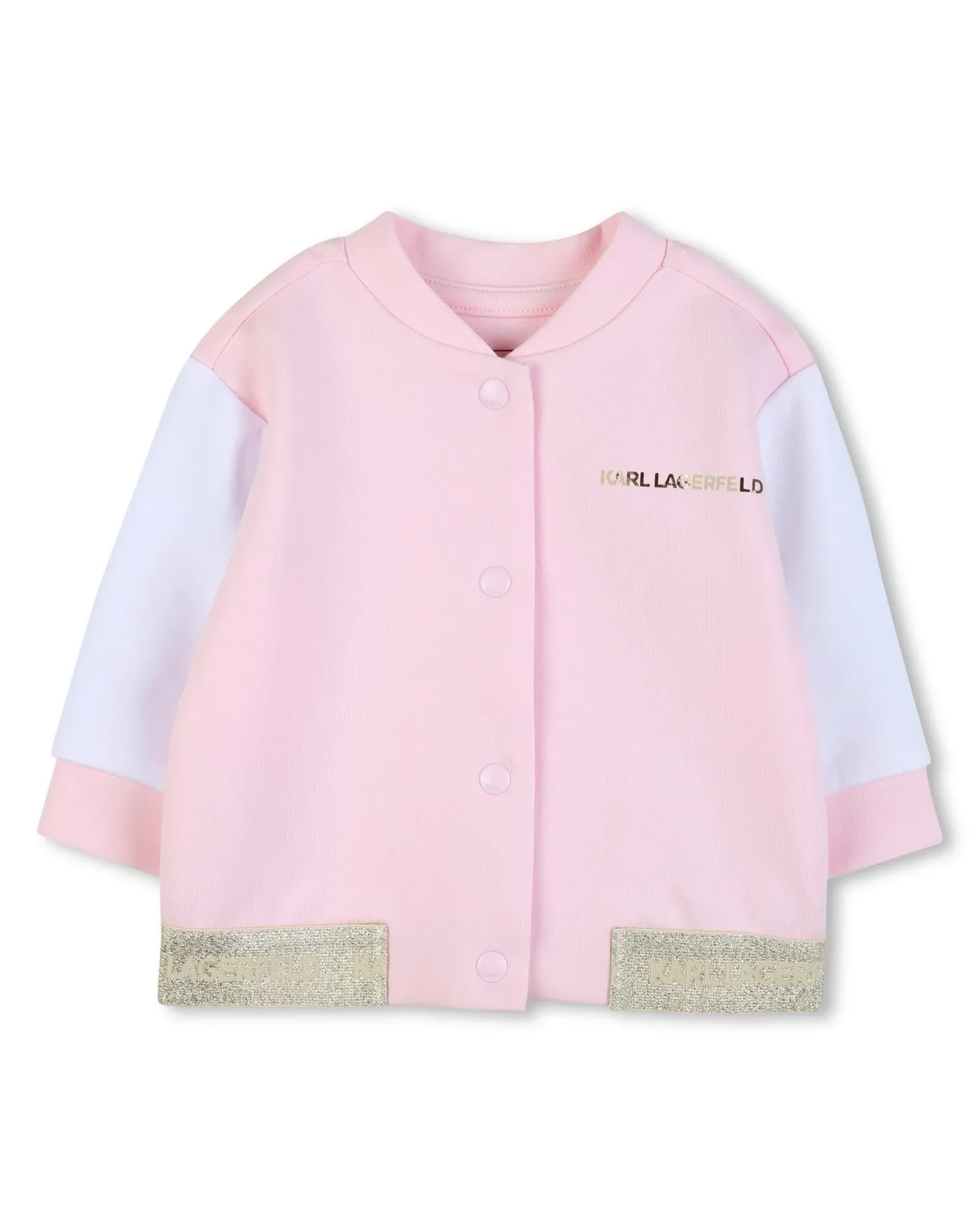 Геометрический комплект для девочки из хлопка Karl Lagerfeld Kids, белый — фото 2