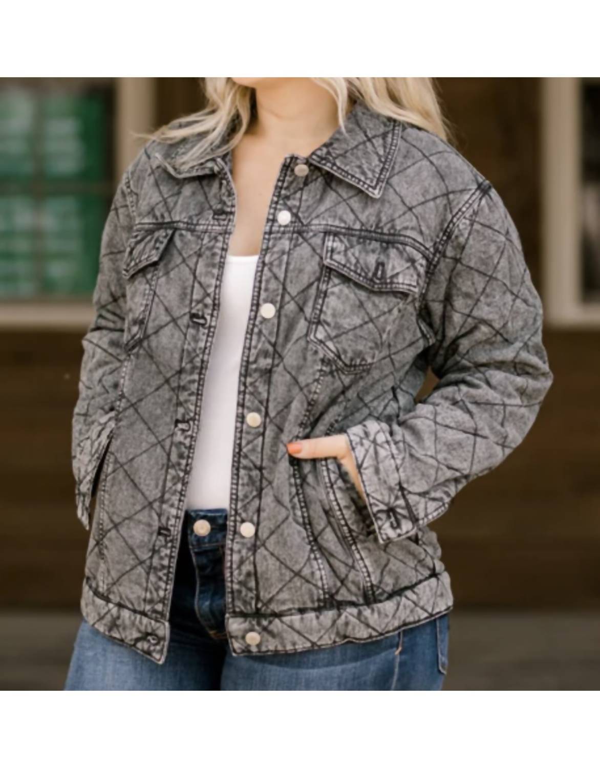 

Черная стеганая куртка оверсайз ELAN