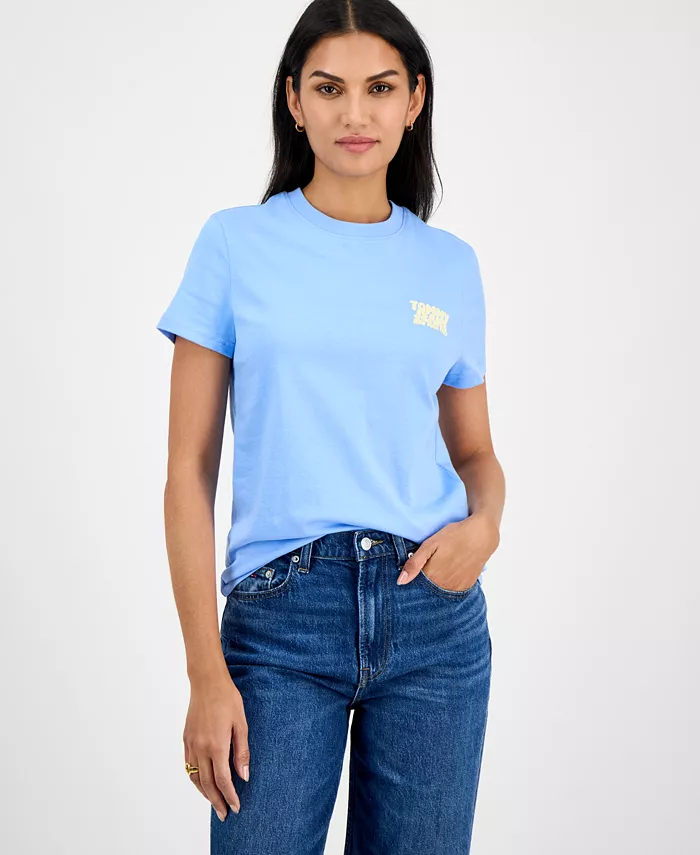 

Женская хлопковая футболка Regular-Fit с логотипом Bubble Tommy Jeans, синий