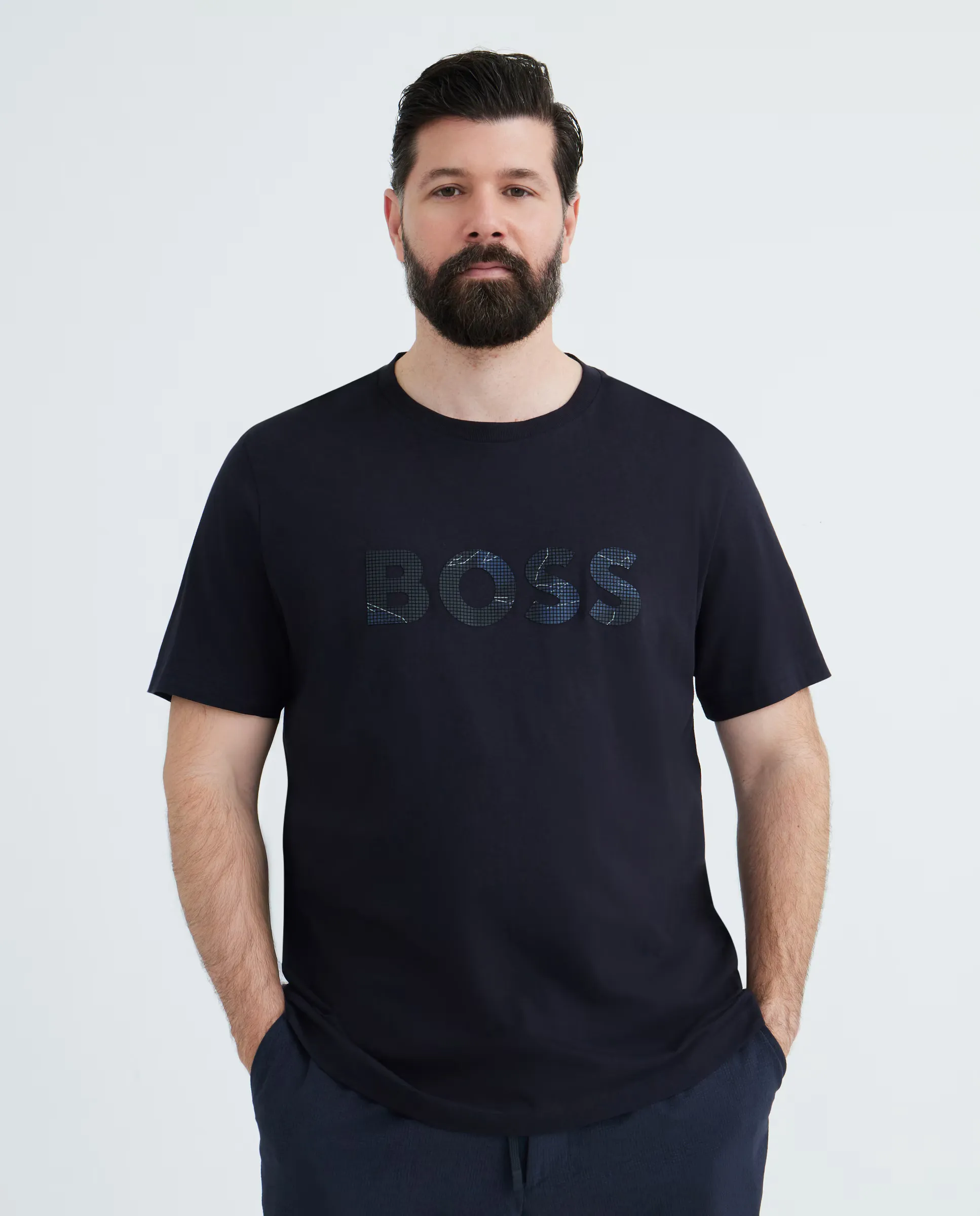 

Футболка с коротким рукавом для мужчин больших размеров Boss, темно-синий