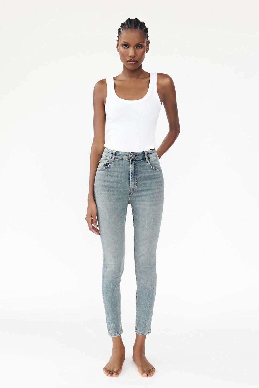 

Джинсы trf sculpt sculpt с высокой талией ZARA, сине-серый