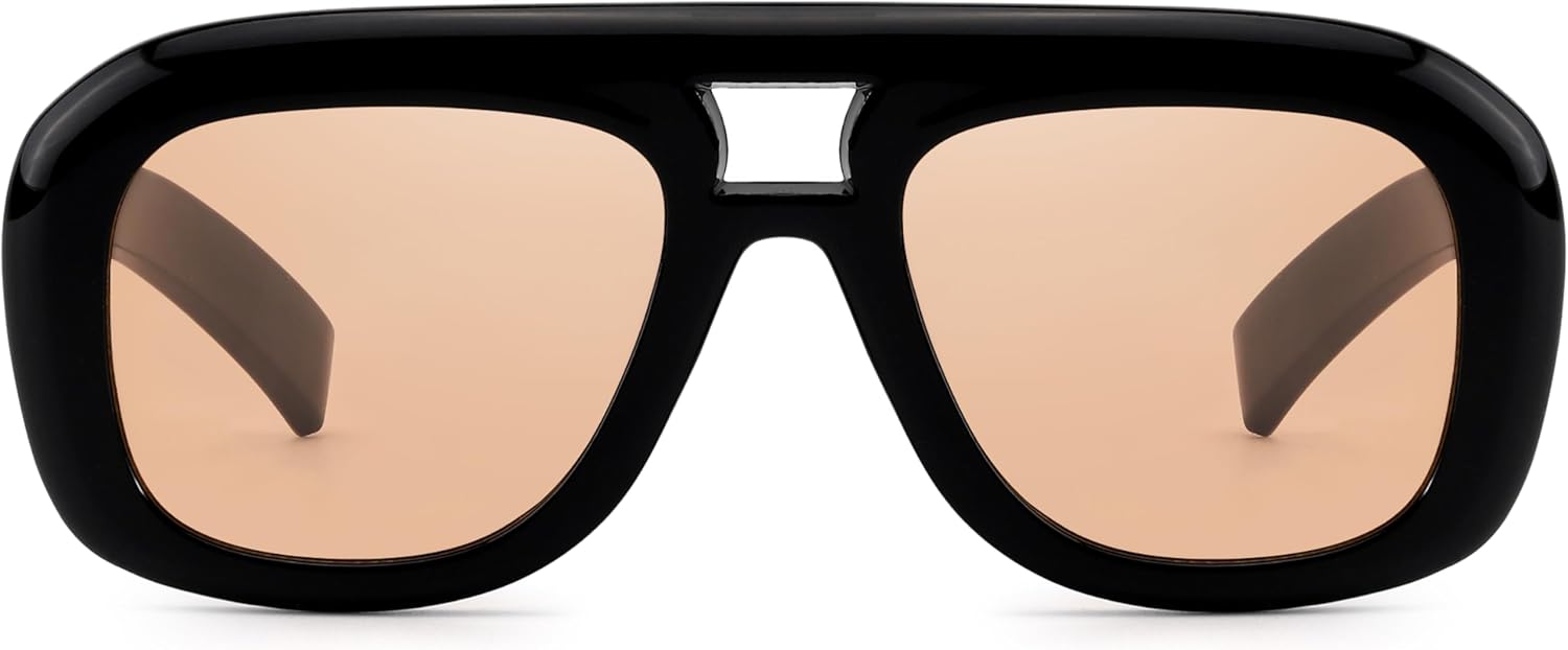 

Большие солнцезащитные очки-авиаторы для женщин и мужчин. Модные широкие солнцезащитные очки с защитой от УФ-излучения для повседневной жизни DreamCalf, A04- Black/Pale Brown