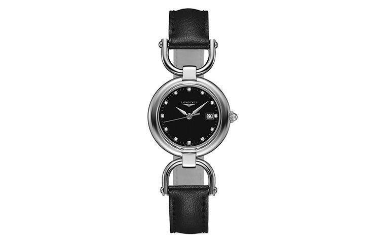 

LONGINES Часы Rider Collection Quartz Movement Women's Watch 30mm Black Dial Stainless Steel Case Cow Leather Strap, Black Dial L6.131.4.57.0