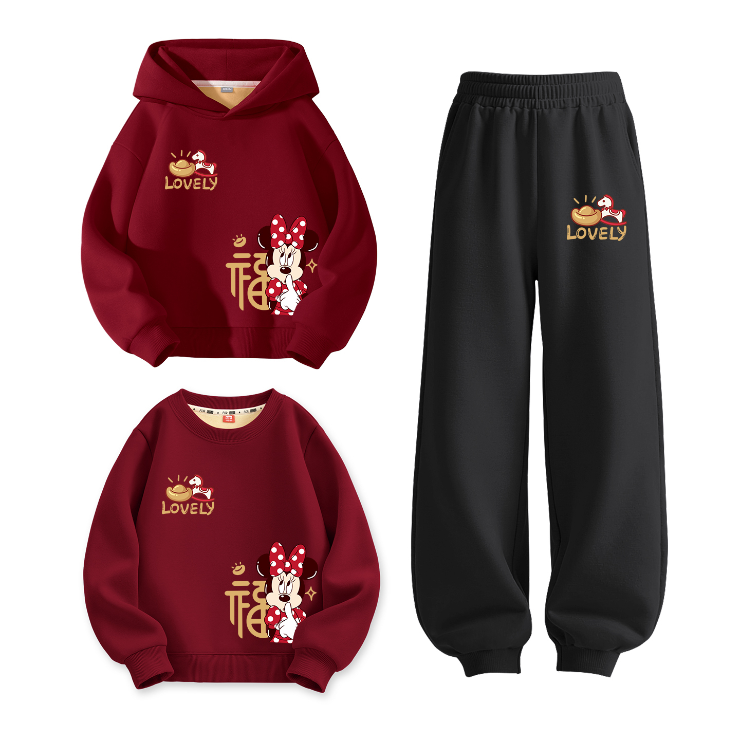 Детский костюм Tang с круглым вырезом и толстым воротником Disney, [thickened and fleece-lined]dubai hearty k бордовый+dubai hearty k темно-синий +dubai hearty k бордовый — фото 3