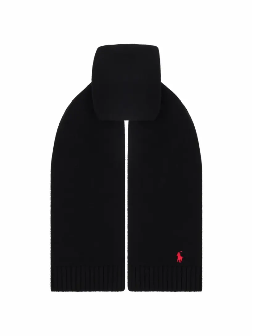 

Шерстяной шарф с логотипом Ralph Lauren, черный