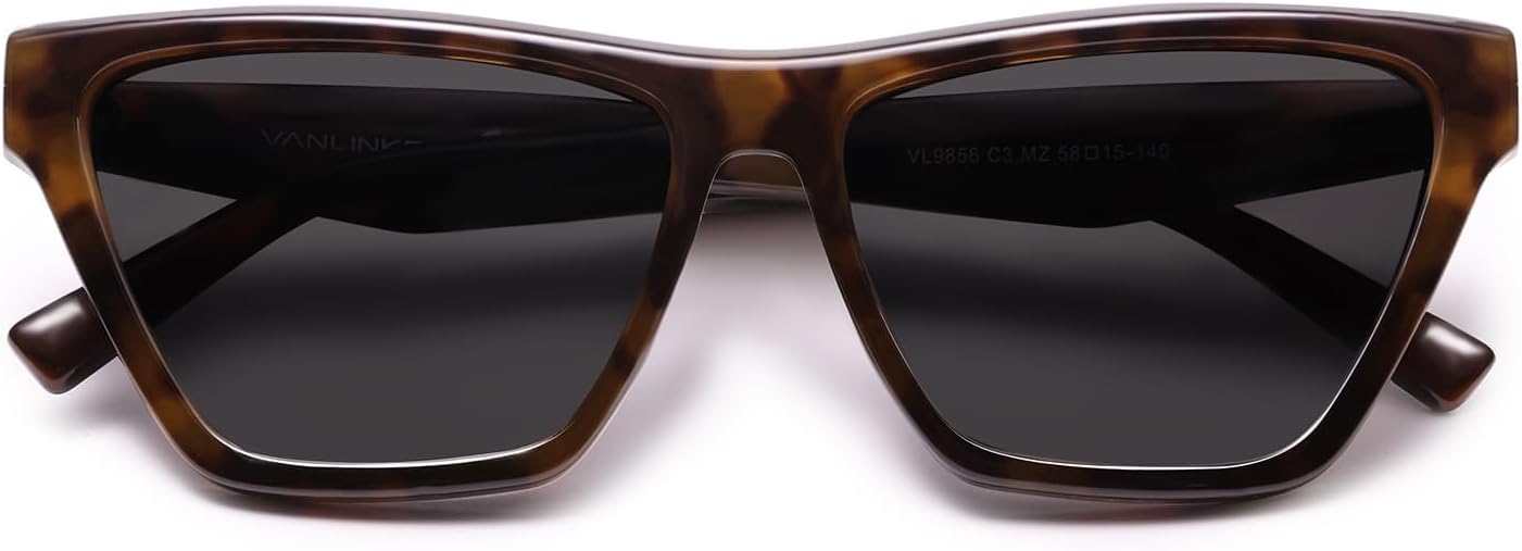 

Солнцезащитные очки VANLINKER Retro Polarized Square для женщин, классические очки для вождения и активного отдыха, защита UV400, VL9856, C3-tortoise Frame/Light Grey Lens