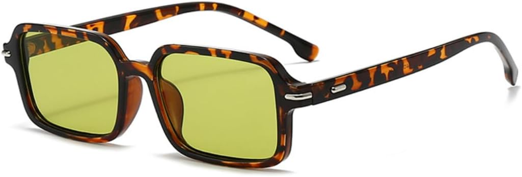 

Ретро прямоугольные солнцезащитные очки для женщин, модные очки с заклепками, мужские модные очки в стиле панк с леопардовым принтом, солнцезащитные очки UV400 TVTBBVV, Leopard Green