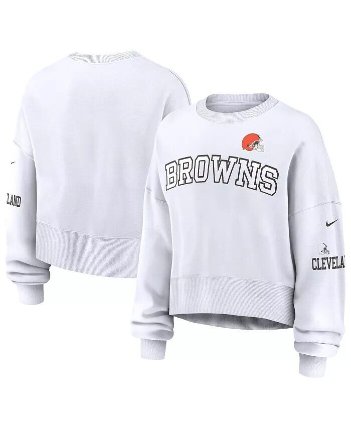 

Женская белая укороченная толстовка Cleveland Browns с длинным рукавом Nike