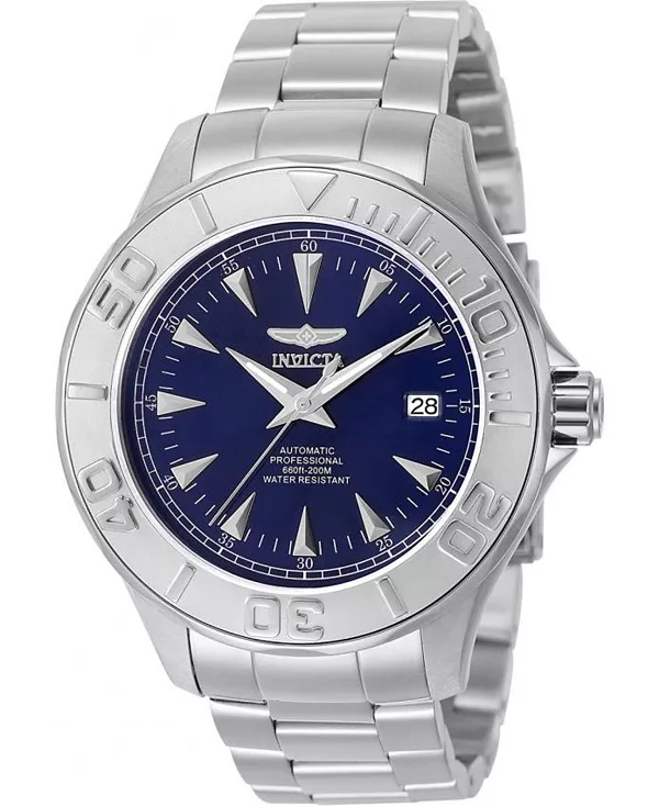 

Мужские фирменные часы 7035 с автоматическим механизмом и тремя стрелками, синий циферблат Invicta, silver