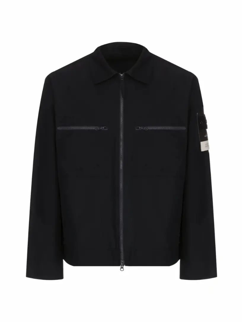 

Хлопковая куртка с логотипом Stone Island, тёмно-синий