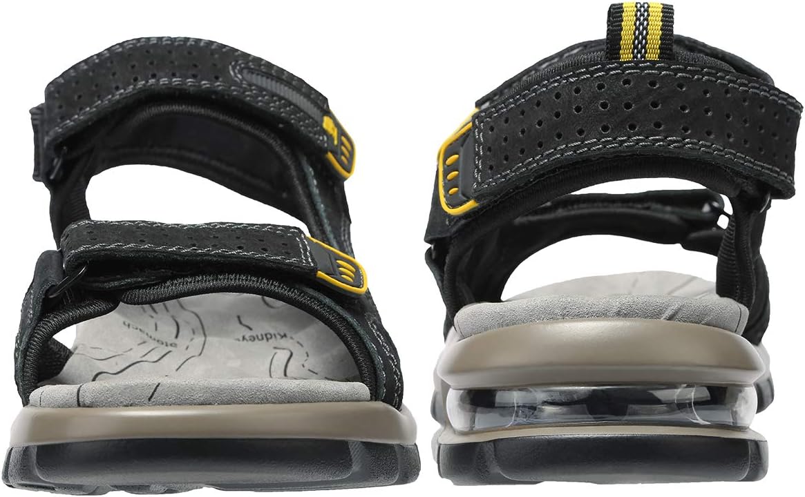 CAMEL CROWN Men's Leather Сандалии for Hiking Walking Beach Treads Water Athletic Outdoor with Premium Air Cushion | Waterproof, черный — фото 3