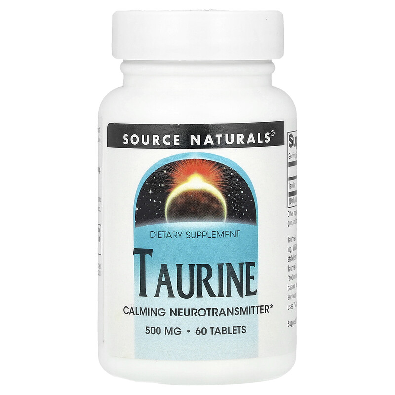

Source Naturals, Таурин, 500 мг, 60 таблеток