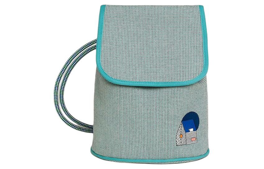 

Сумка-рюкзак Les Cabanes из шелка для женщин синего и мятно-зеленого цвета HERMES