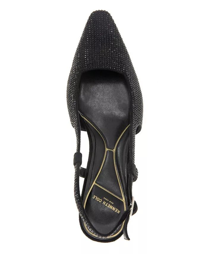 Женские туфли-лодочки Martha Crystals на каблуке-рюмочке с ремешком на пятке Kenneth Cole New York, черный — фото 4