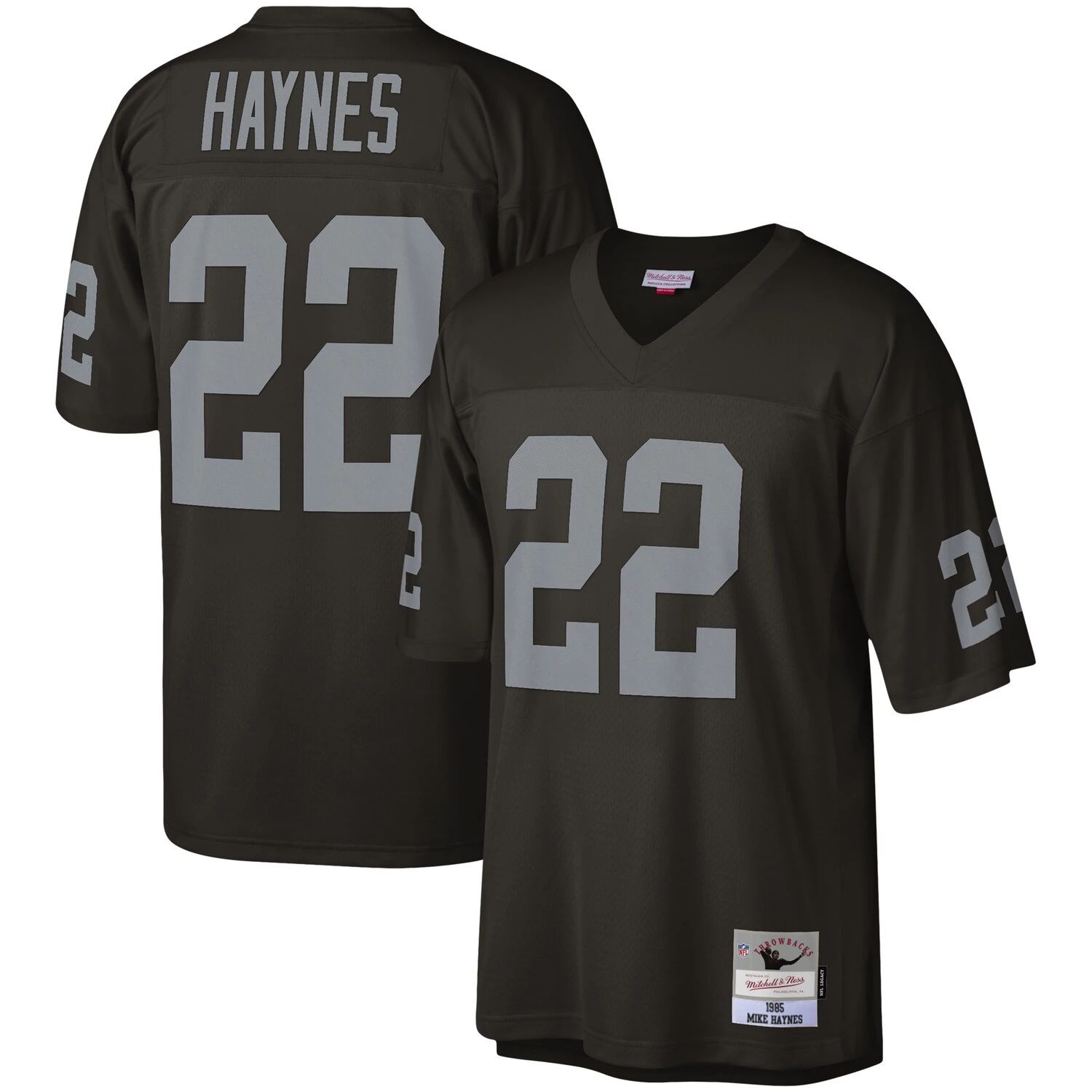 

Мужская черная футболка Mitchell & Ness Mike Haynes Las Vegas Raiders 1985 Legacy Replica, Черный, Мужская черная футболка Mitchell & Ness Mike Haynes Las Vegas Raiders 1985 Legacy Replica