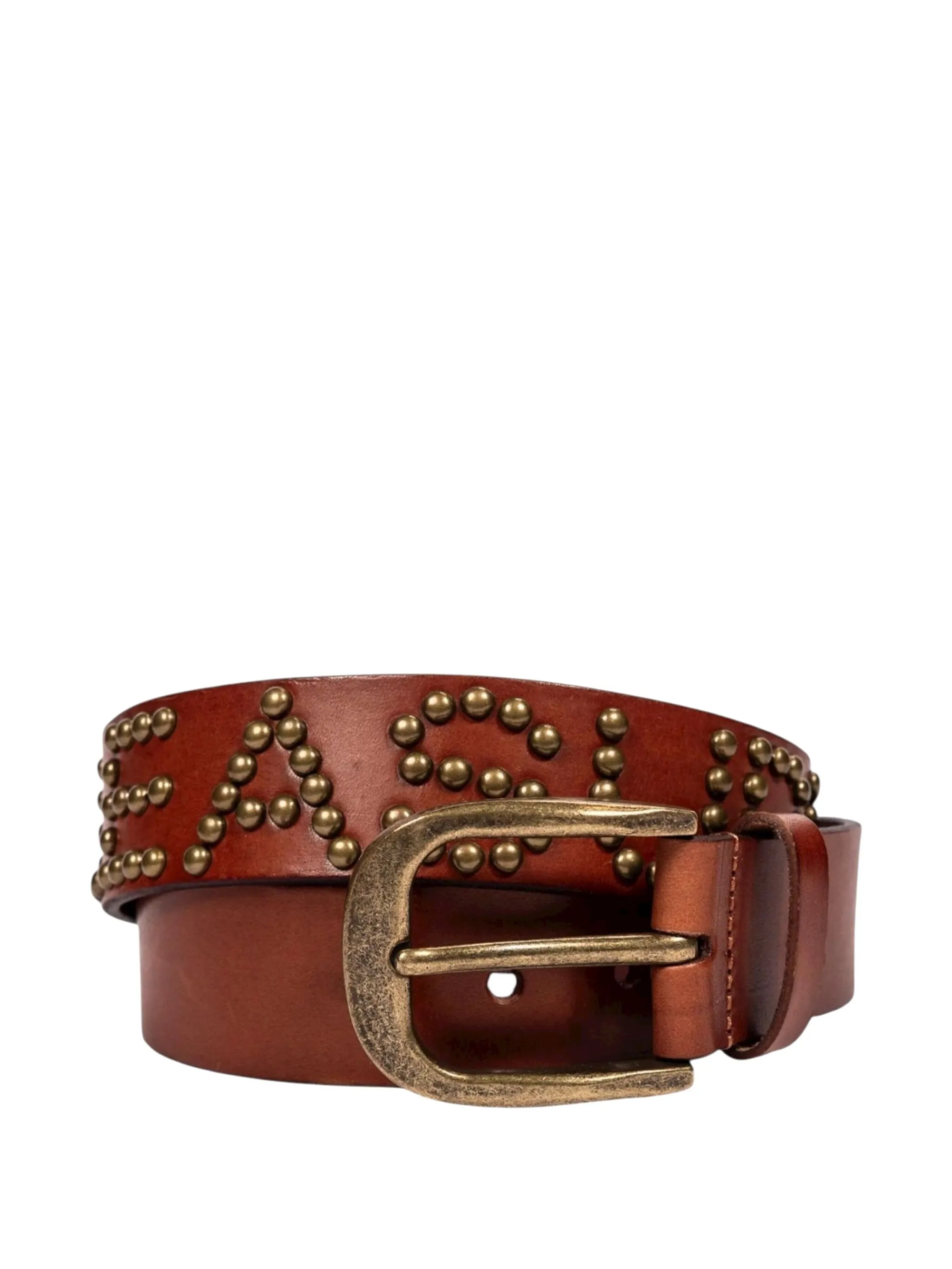 

Кожаный ремень с шипами Pleasures, коричневый