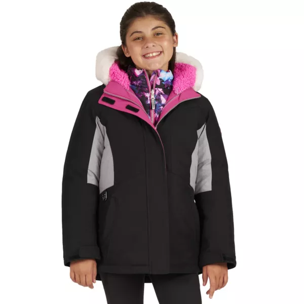 

Плотная куртка 2-в-1 с искусственным мехом и капюшоном для девочек 4-18 лет Zeroxposur, черный