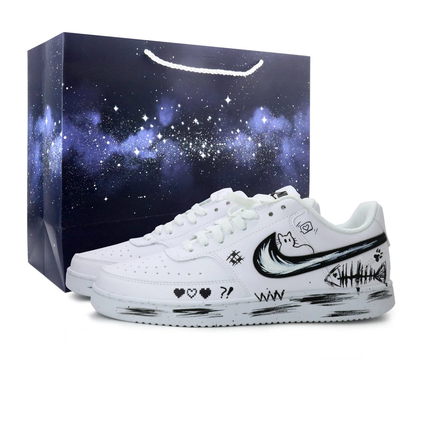 Кроссовки скейтбордические Nike Court Vision 1 Pixel Meow Black