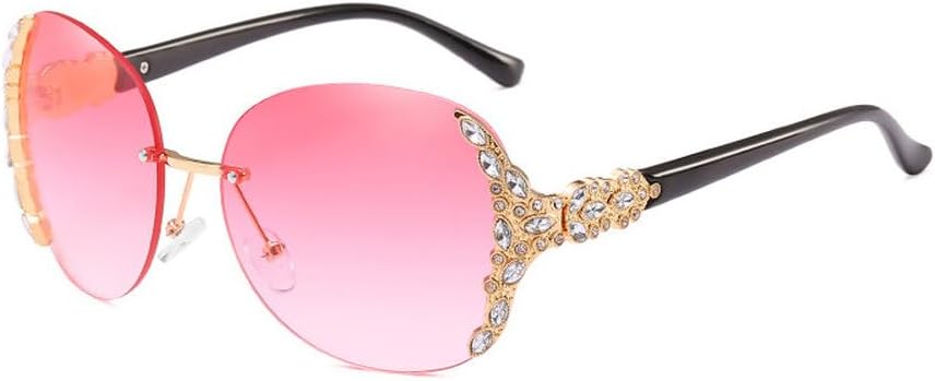 

Женские солнцезащитные очки без оправы, роскошные очки с стразами, большие солнцезащитные очки, винтажные очки для женщин, градиентные модные очки TKKTLLT, Gold-purple