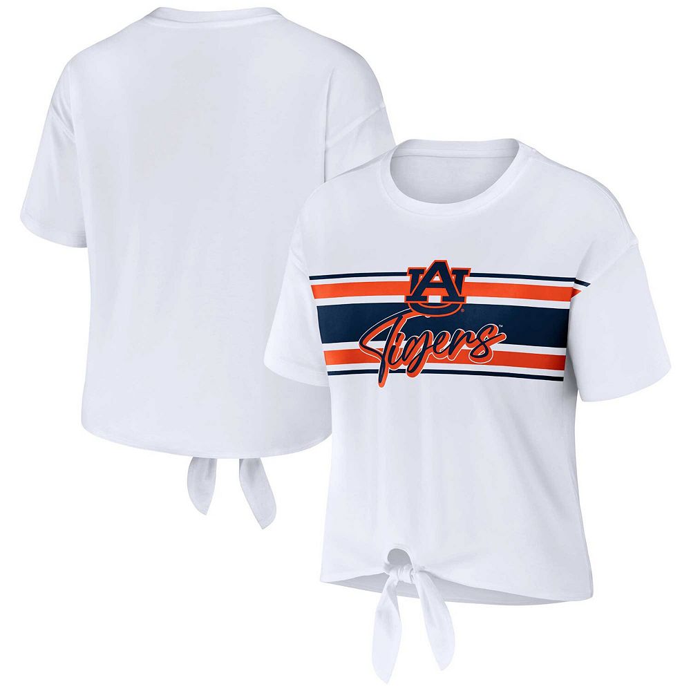 

Женская укороченная футболка с полоской спереди и узлом Erin Andrews White Auburn Tigers WEAR by Erin Andrews, цвет Aub White