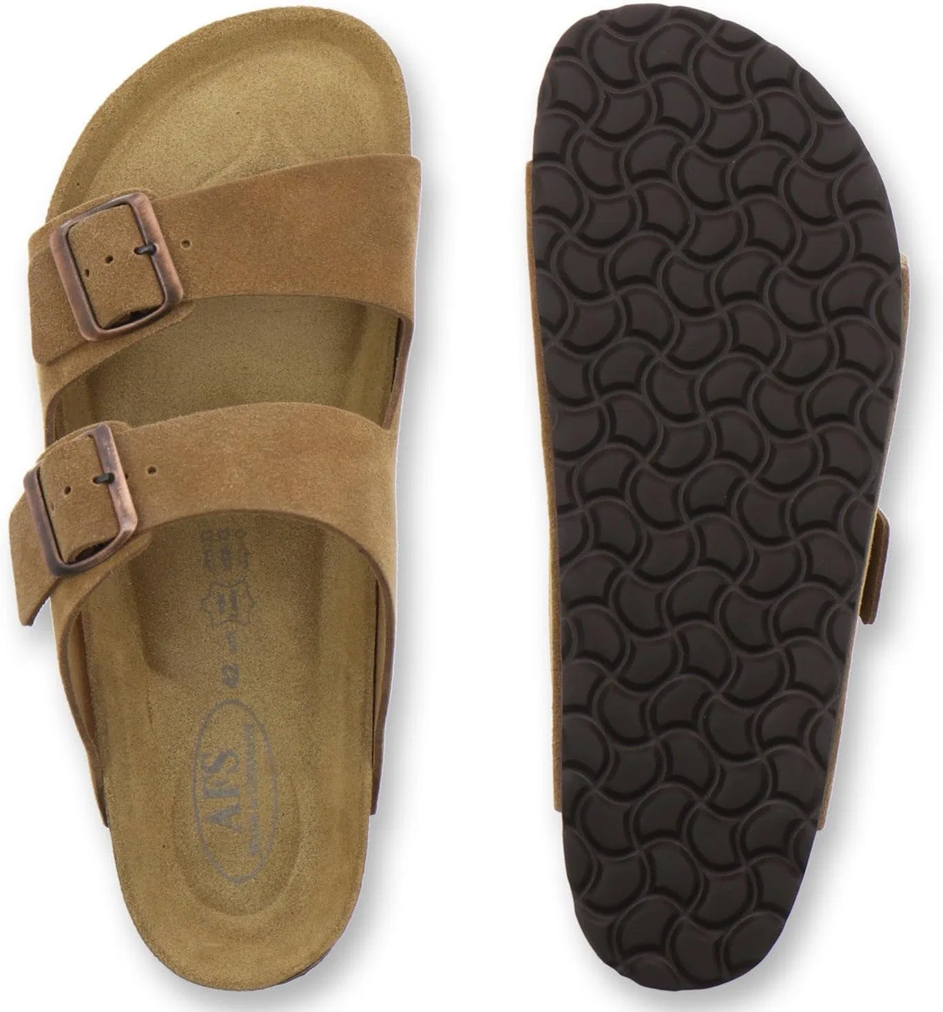 Удобные мужские кожаные мюли, сандалии и тапочки AFS-Schuhe, размеры 3,5-14 UK (36-50 EU), производство Германия, Cognac — фото 4