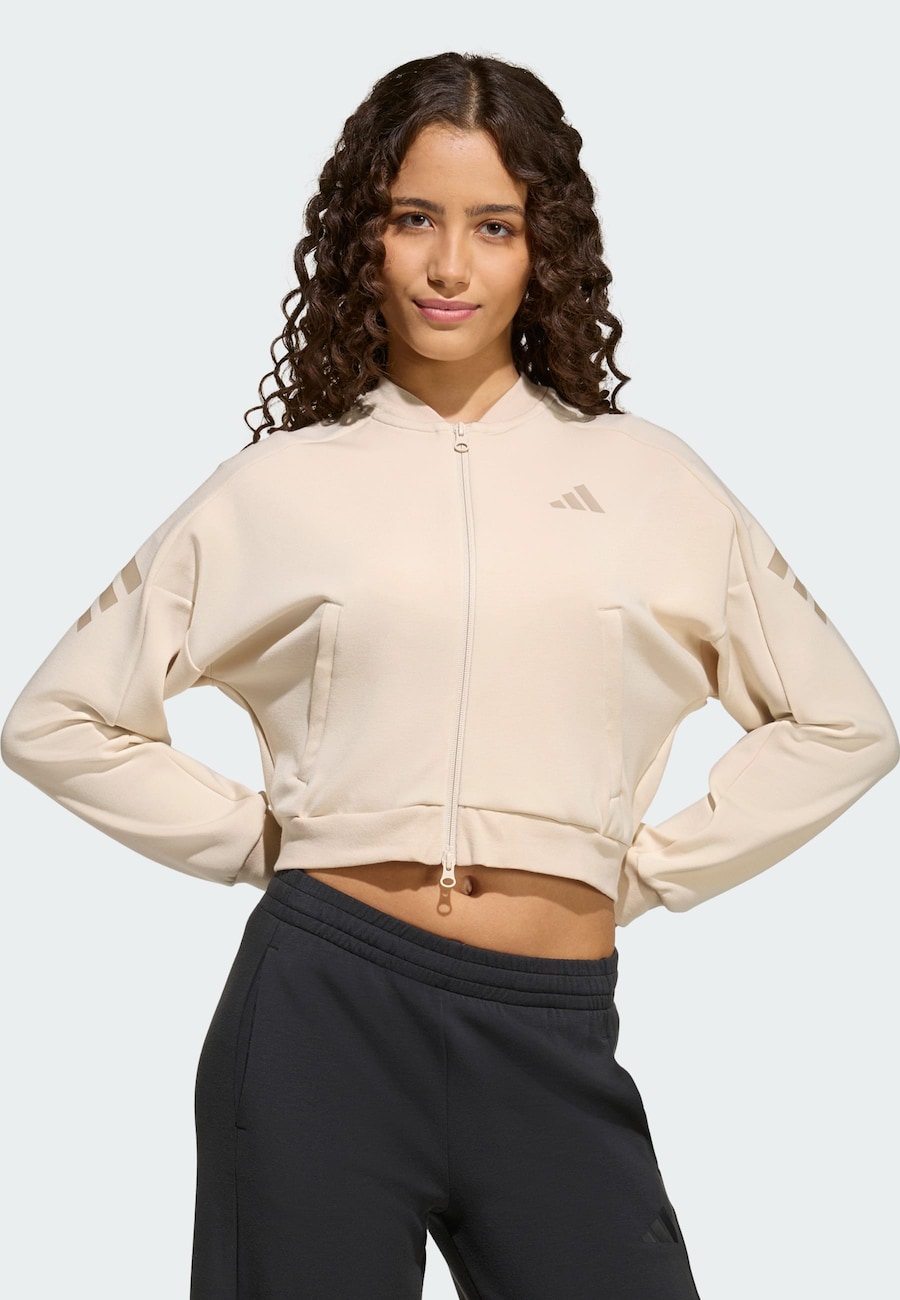 Спортивная толстовка с капюшоном на молнии ADIDAS SPORTSWEAR Future Icons, бежевый/темно-бежевый — фото 2