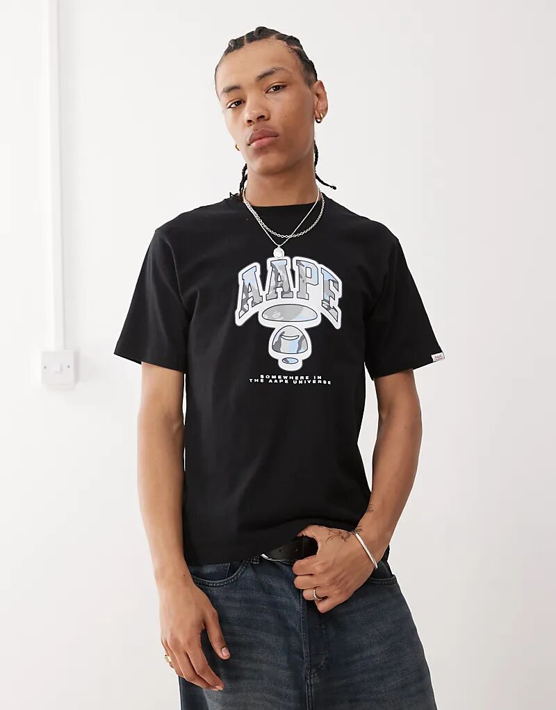 

Футболка с логотипом граффити Aape by A Bathing Ape черного цвета Aape By A Bathing Ape