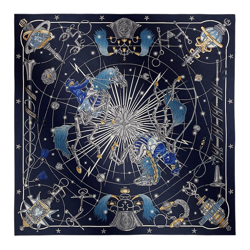 

HERMES Женский кашемировый шаль морской синий, Marine Blue