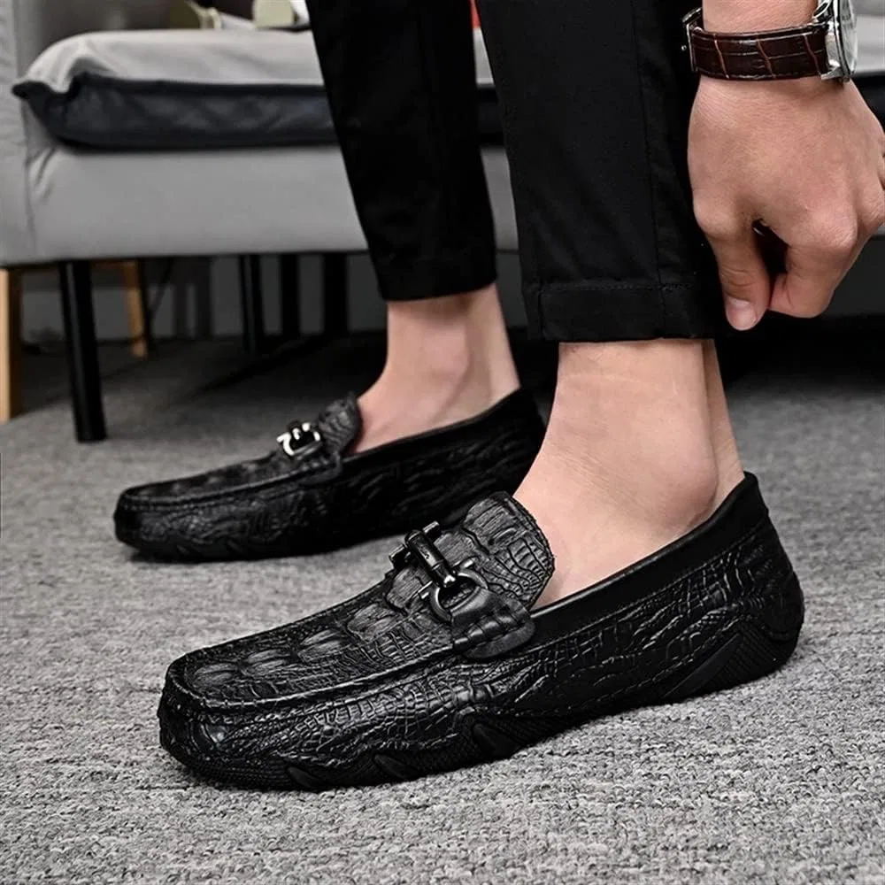 Лоферы с крокодиловой текстурой мужские, Black PUGHGAETZF — фото 2