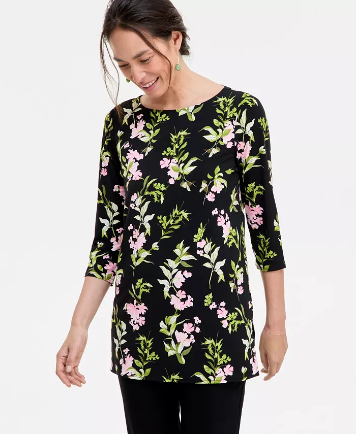 

Женский топ с лодочкой и рукавом 3/4 JM Collection, черный