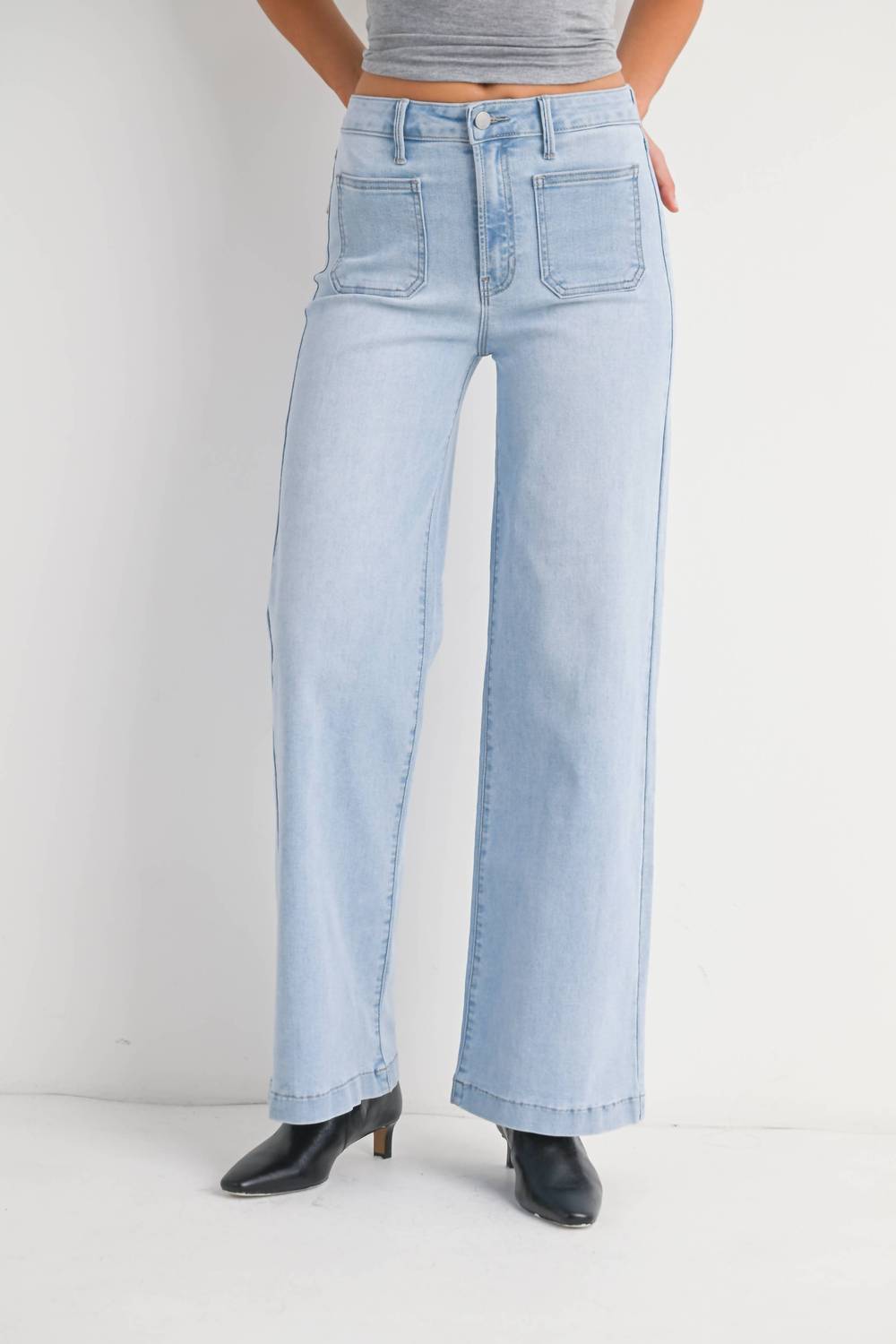 

Джинсы Mini Patch Pocket Wide из светлого денима JBD., цвет light denim