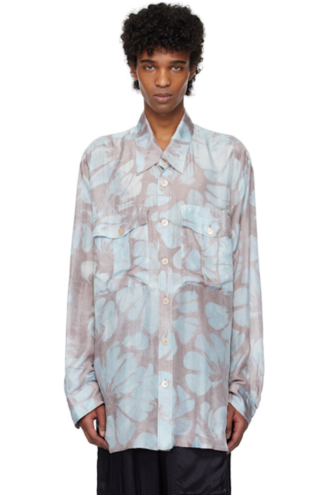 

Рубашка из розового и голубого шелка Dries Van Noten