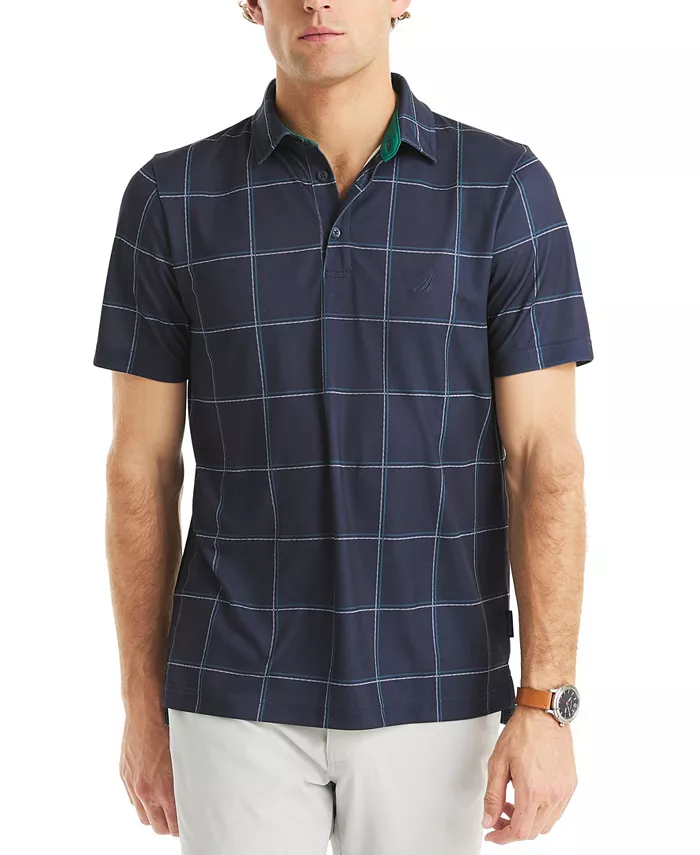 

Мужская поло для гольфа с коротким рукавом в стиле windowpane Nautica, синий