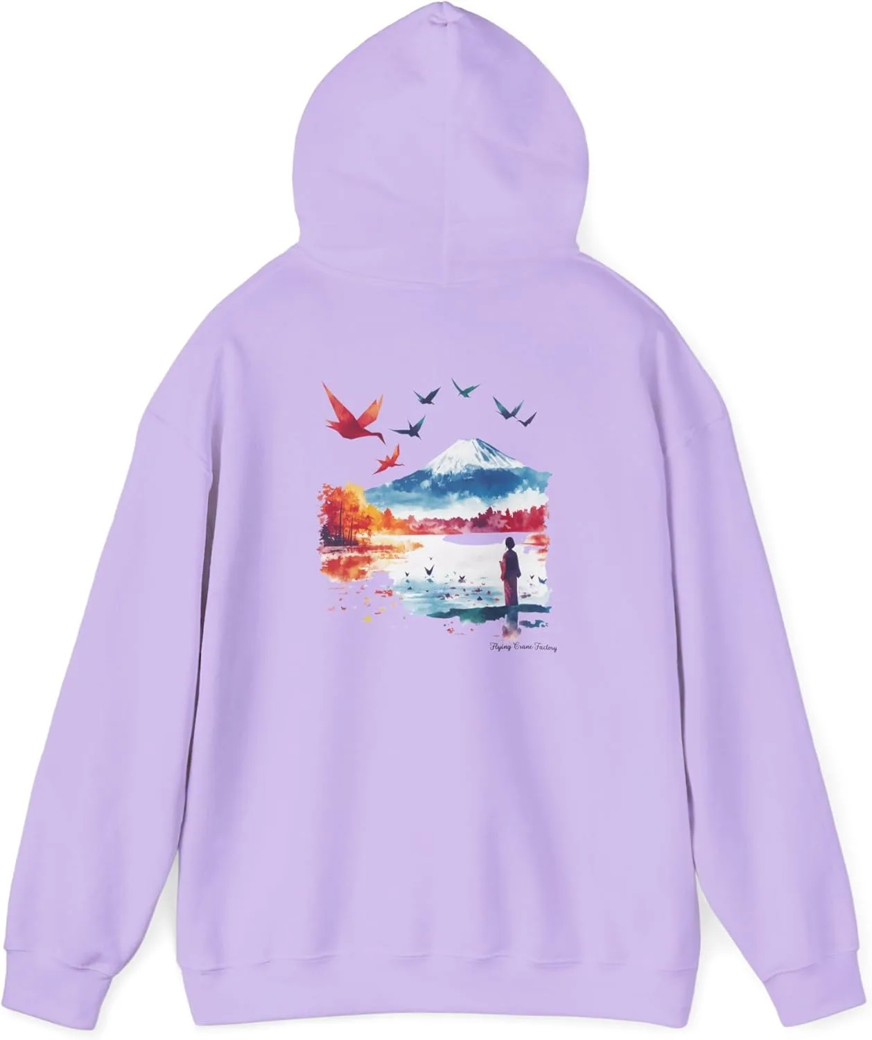 Толстовка с капюшоном Unisex в японском стиле с журавлем-оригами — фото 3