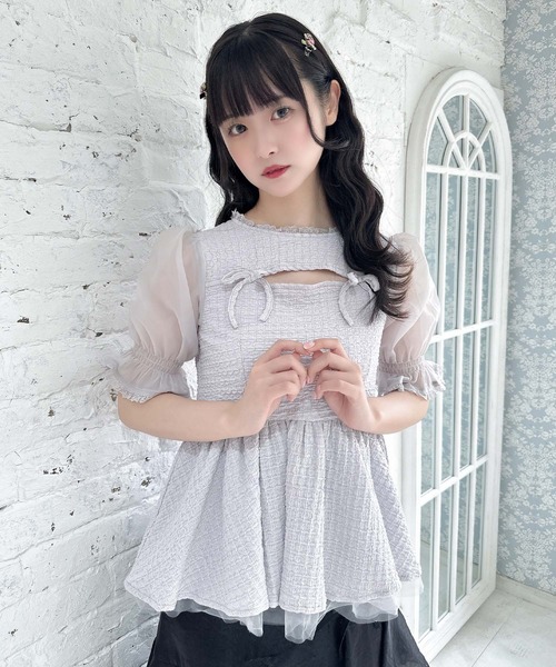 

Топ с открытой спиной и ленточной баской, бренд Couture BY ROJITA, серый