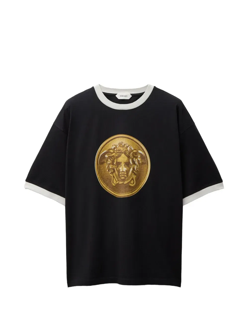 Футболка из джерси с принтом VERSACE, черный