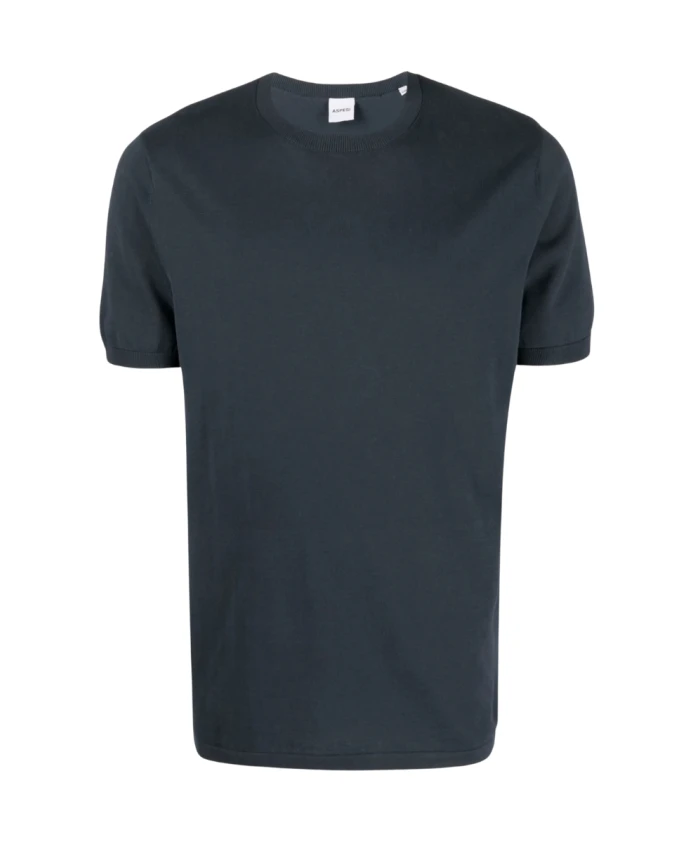 

Вязаная футболка темно-синего цвета с напечатанным логотипом. Aspesi, синий